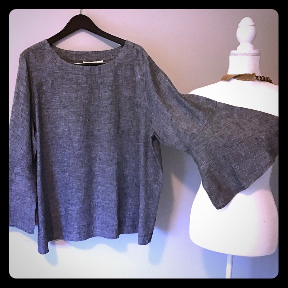Cynthia Rowley Bell Sleeved Linen Top